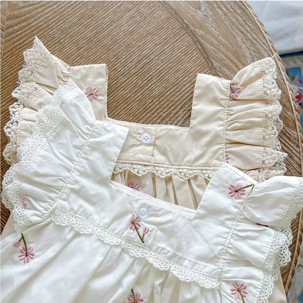 Baby Strampler Set 2-teilig - Blumenprint Mit Rüschen Für Mädchen 0-18 Monate