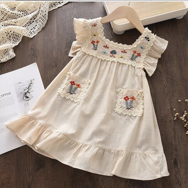 Girls Embroidered Full Length Dress main image 0