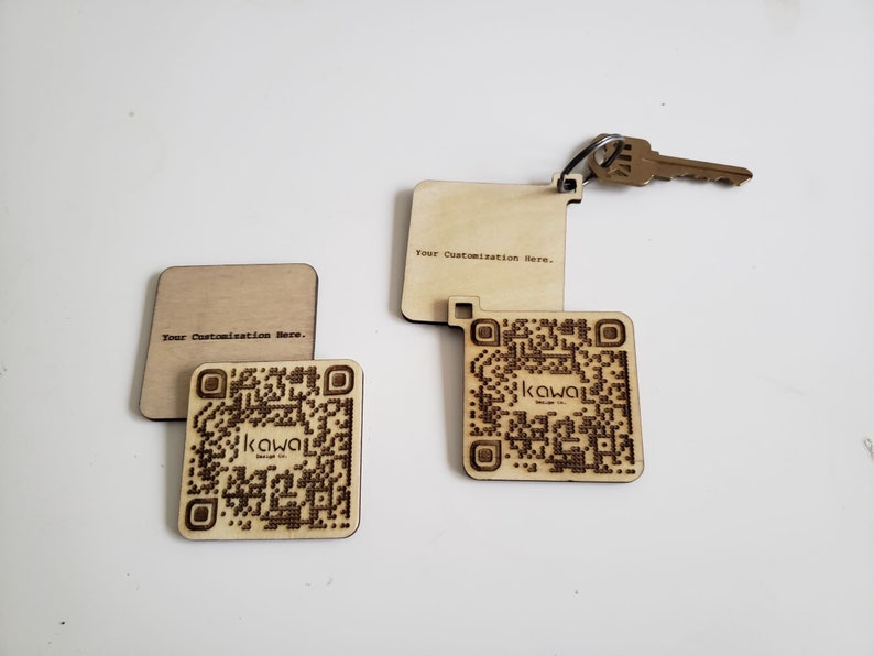 Custom Wooden QR Code Keychain pack of 2 Etsy