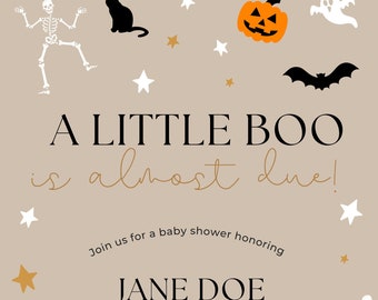A Little Boo is Due Baby shower invite, Halloween baby shower, Neutral Invite, Digital Upload, Instant Upload, Digital Template