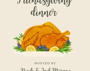 Friendsgiving/Thanksgiving Dinner Einladung, Digitaler Download, sofort Download, digitale Einladung