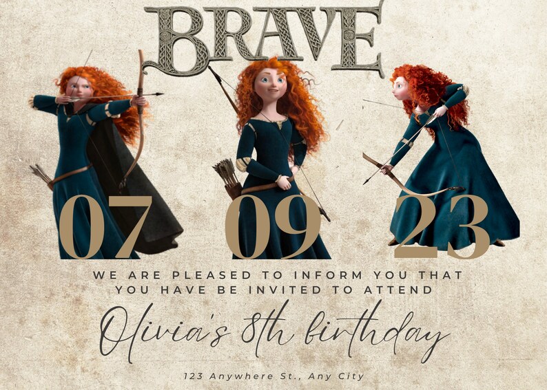 Merida Brave Invitation Digital Invitation Instant Download - Etsy