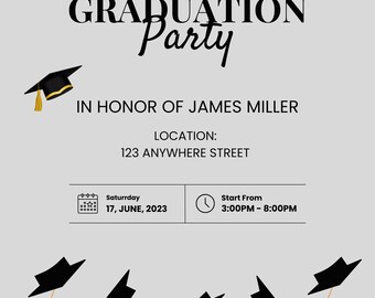 Graduation Party Einladung, Digitale Einladung, Instant Download, Class of 2023, Graduation