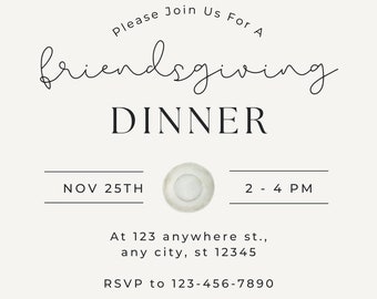 Friendsgiving/Thanksgiving Dinner Einladung, Sofort Download, Digitale Vorlage, Digitaler Download