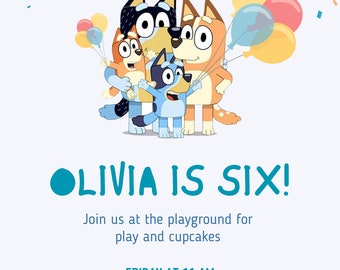 Bluey Einladung, Bday einladen, Kinder Party, Disney Invite, Digitale Vorlage, Digitaler Upload, Sofort-Upload, Bluey Geburtstag