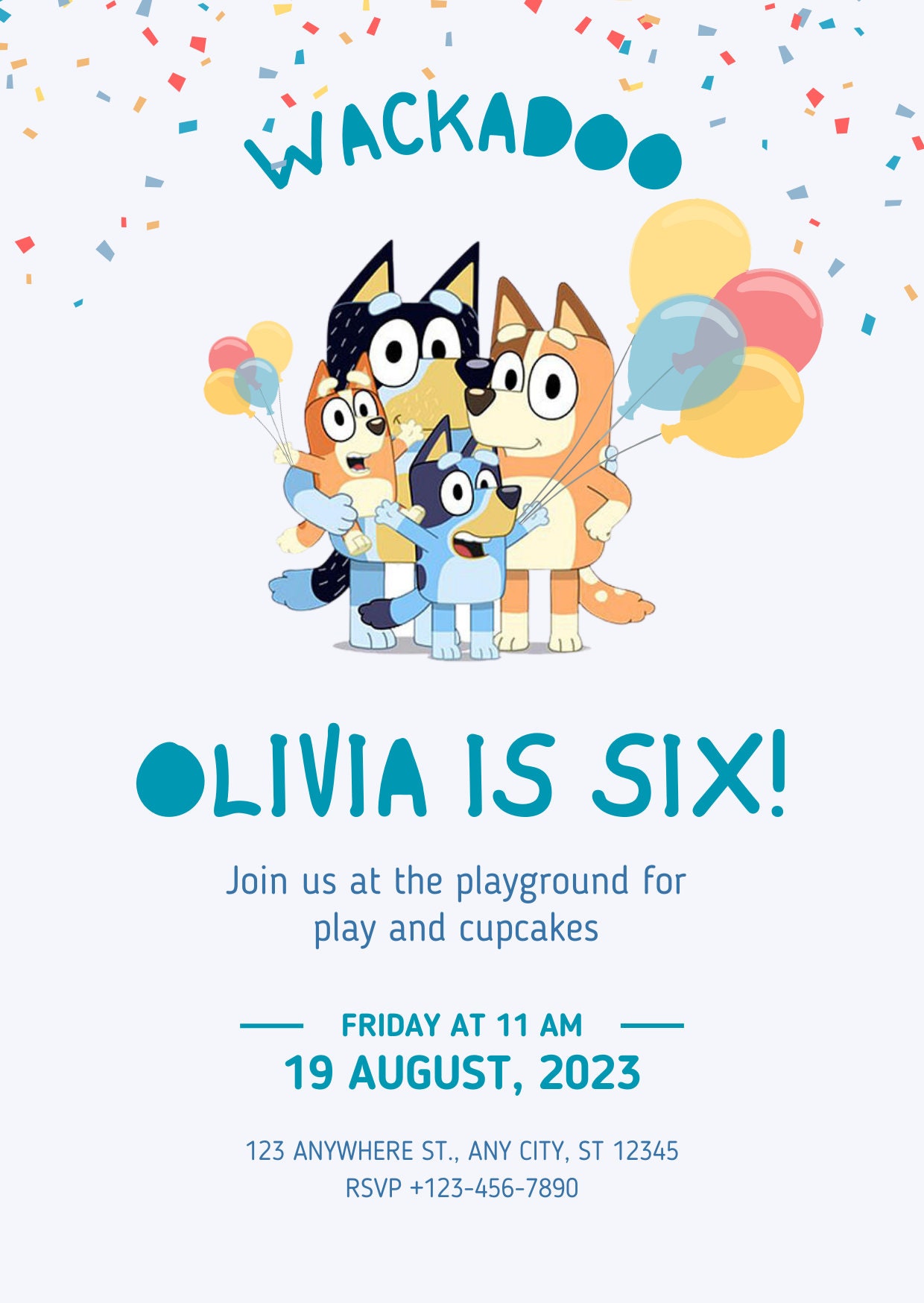 Bluey Invitation Bday invite Kids Party Disney Invite Digital Template Digital Upload Instant Upload Bluey Birthday