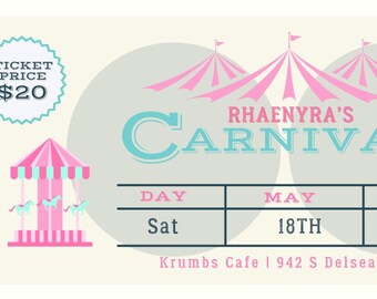 Pastell Karneval Bday, digitale einladen, Pastell Karneval, Karneval Thema, Sofort Download