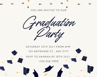 Graduation Party Einladung, Digitale Einladung, Instant Download, Class of 2023, Graduation