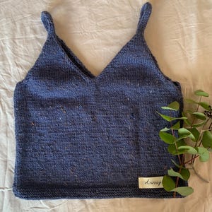 Hand Knitted Wool String Top | Cropped Sleeveless Top | Size 8
