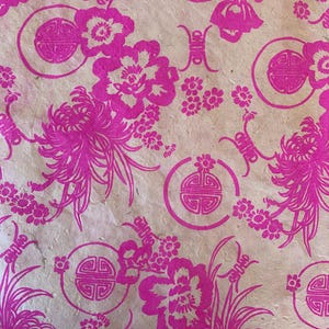 handmade sustainable floral dharma pink paper sheet | eco-friendly textured wrapping | crafting | scrapbooking paper