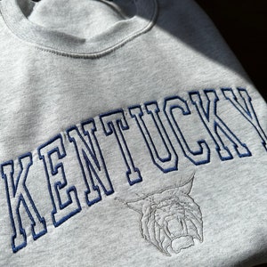 Kentucky Wildcat Embroidered Sweatshirt | Trendy College Apparel | Football Fan Crewneck | Wildcats | College Game Day | Lexington KY