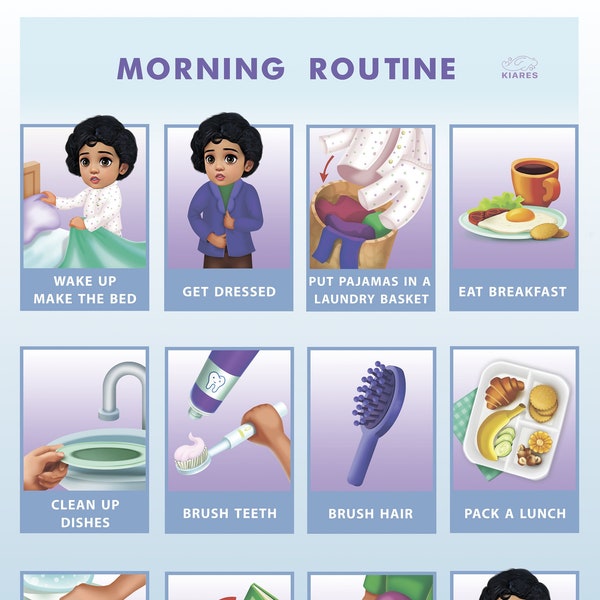 Coping Skills Poster, Personalized Cartoon From Photo, Toddler Morning Routine Chart, Daily Schedule For Kids, Chore List For Kids