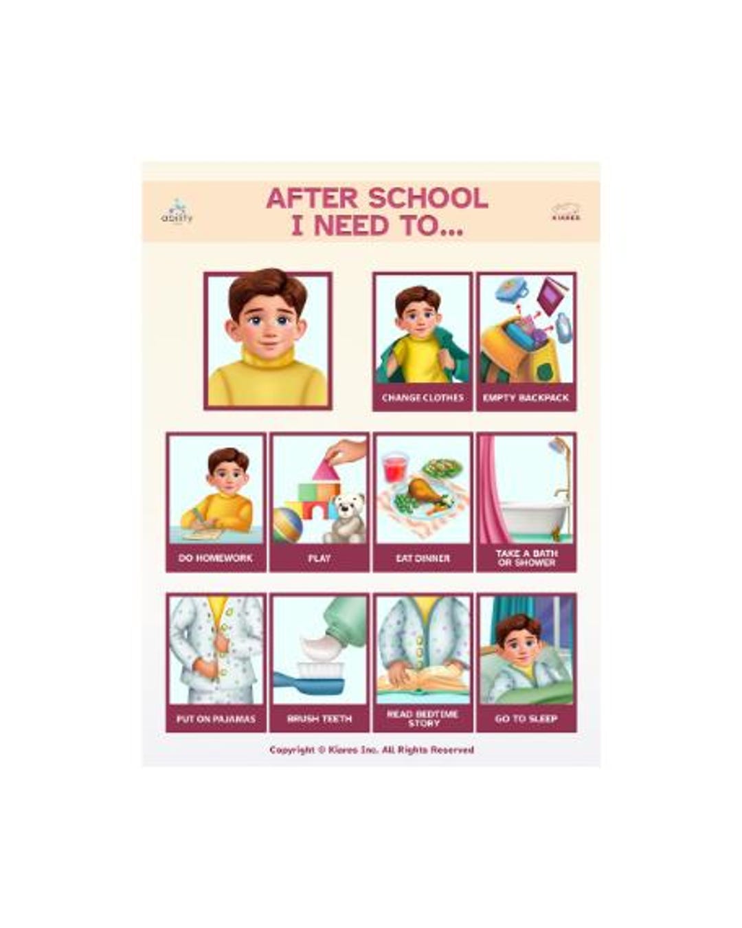 After School Routine Chart: Visual Aid for Autism & ADHD (12.5 X 16.5 ...