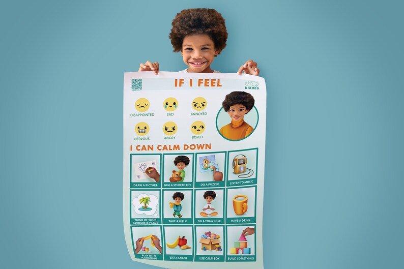 Coping Skills Poster, Custom Cartoon Picture, Calming Corner Poster