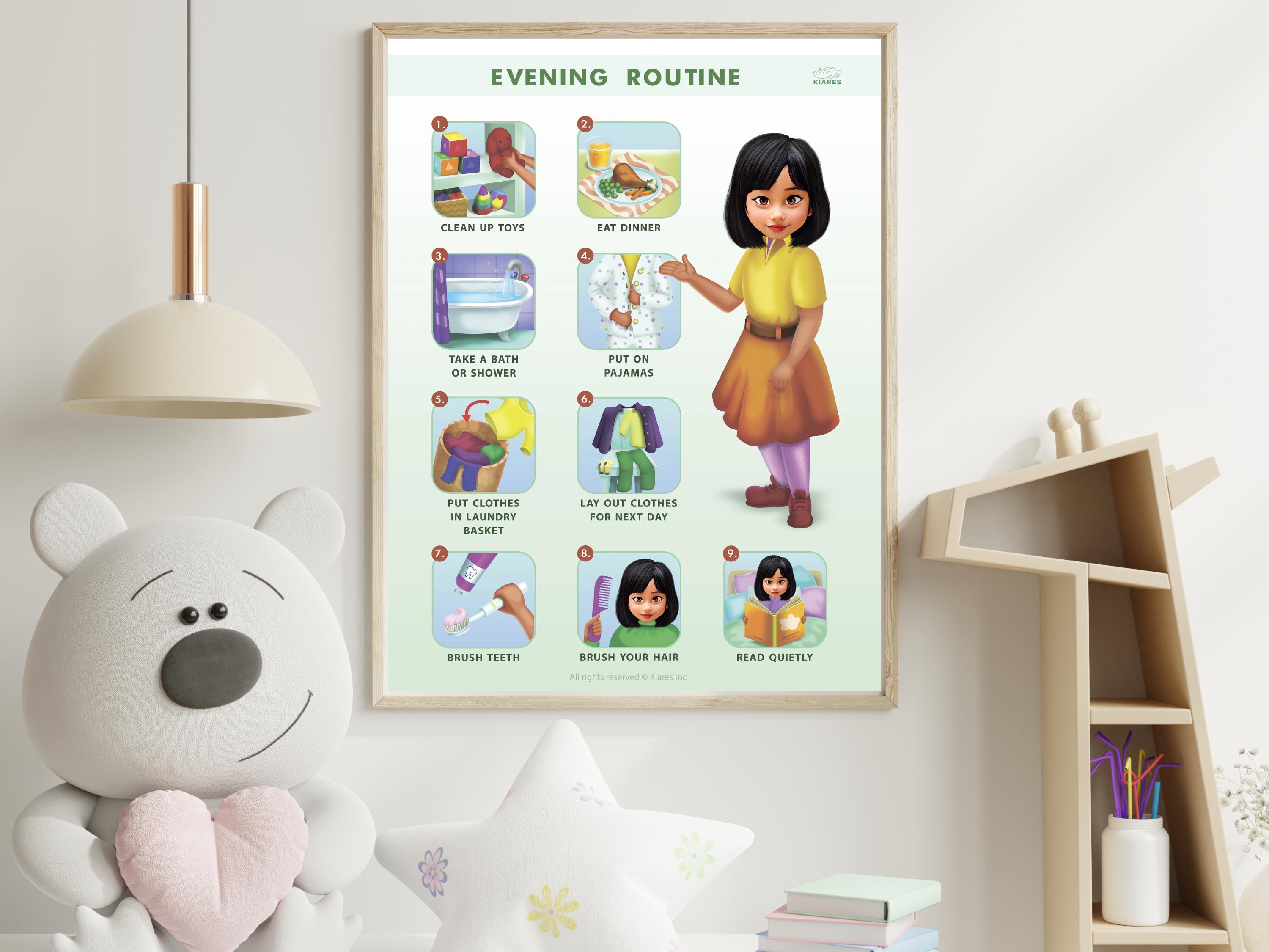 Visuals For Evening Routine Visual Kids Evening Routine Chart: Bedtime Schedule Poster - Etsy