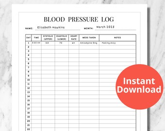 Blood Pressure Chart Printable Instant Download Medical, 41% OFF