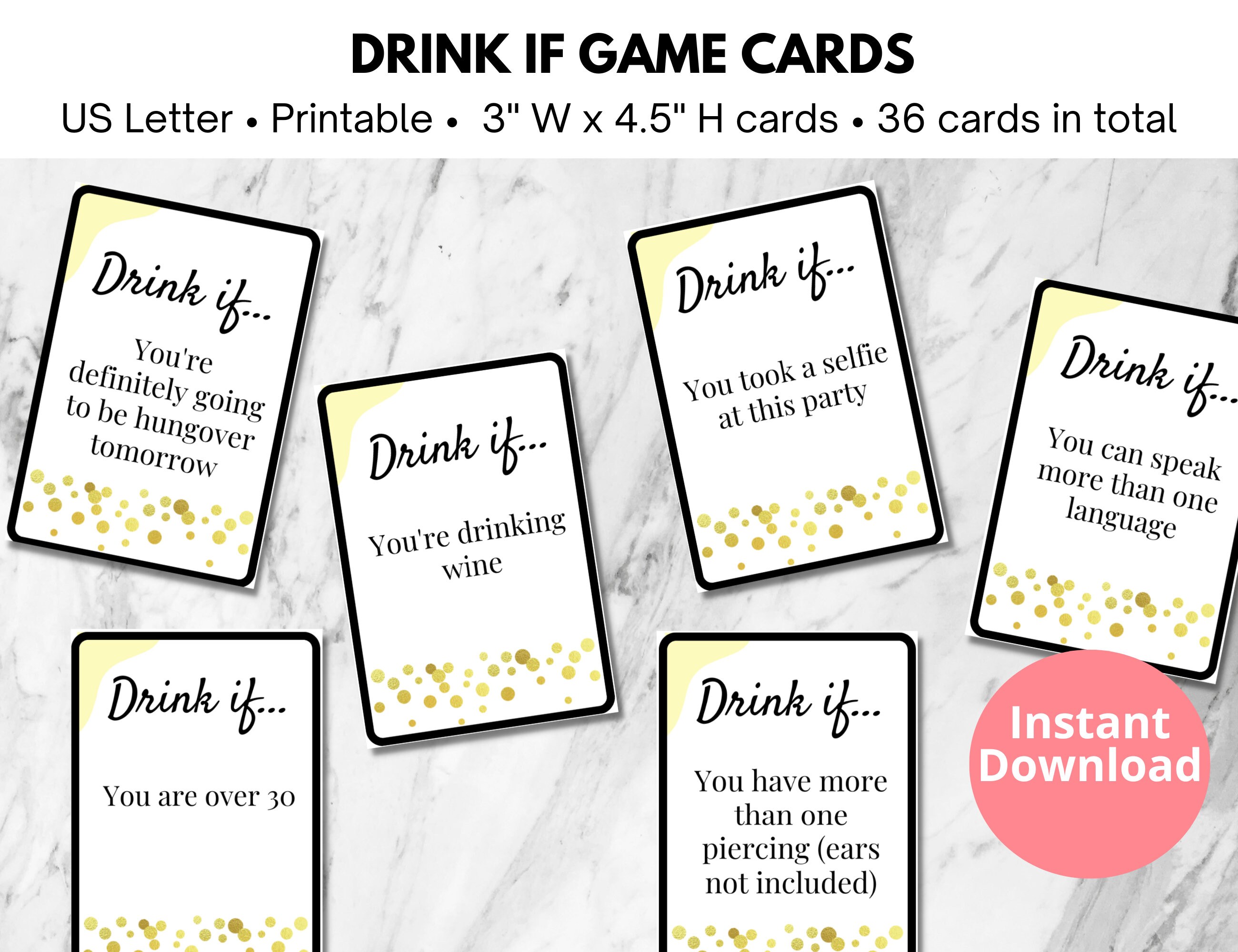 Printable Drink If Game Cards, Drink If Card Game, Drinking Games ...