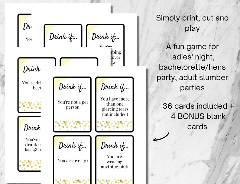Printable Drink If Game Cards, Drink If Card Game, Drinking Games ...