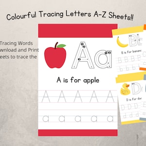 26 Printable Colourful Animated Upper & Lowercase Alphabet Letters Preschool | Kindergarten | Homeschool | Trace | Write Early Education |