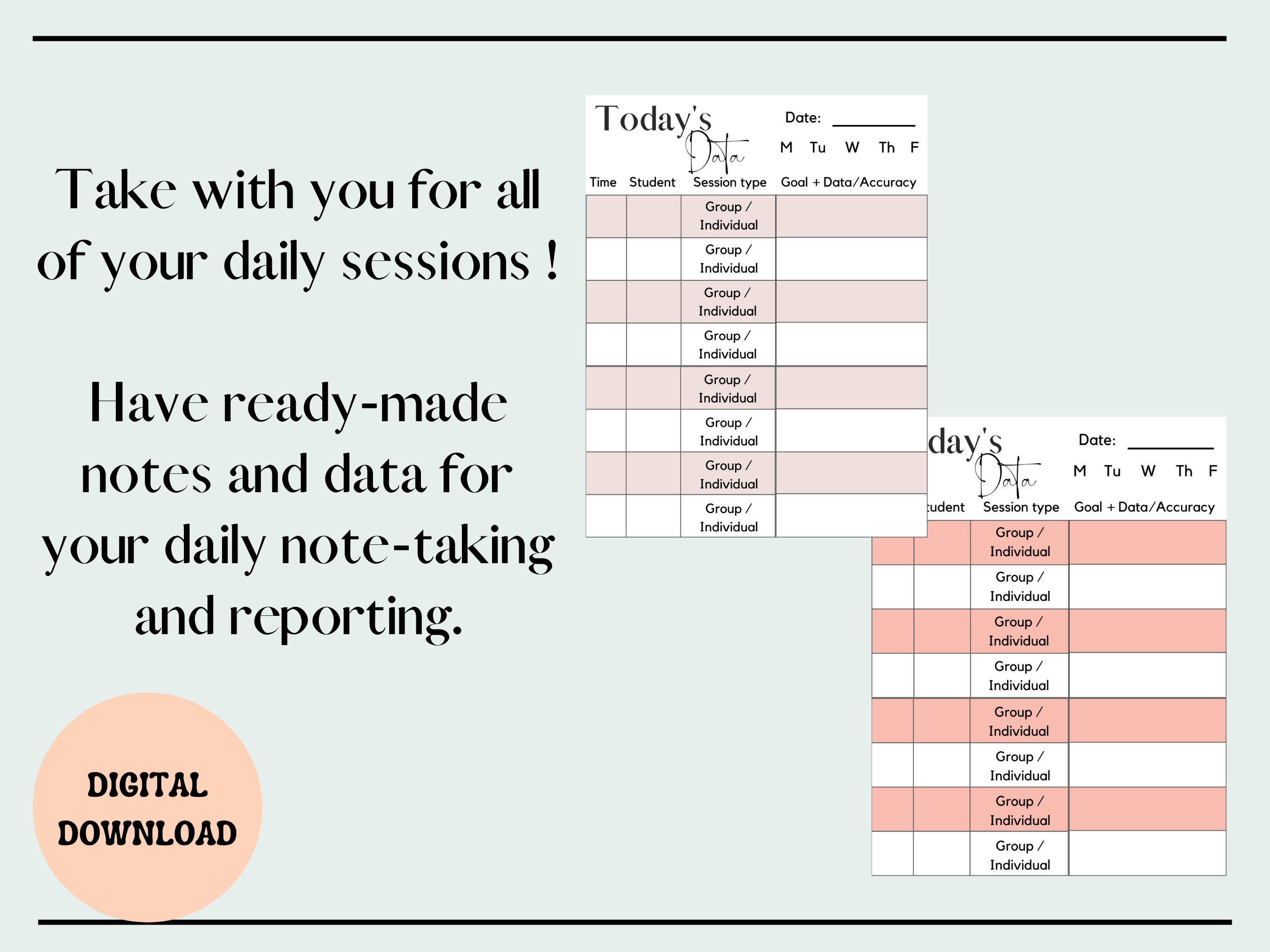 Daily Documentation // Allied Health // Therapy Notes Template, Daily ...