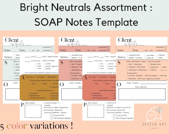 Plantilla de notas SOAP // plantilla de documentación del terapeuta // organización de terapia // plantilla de documentación clínica // formulario de toma de notas // SLP,OT