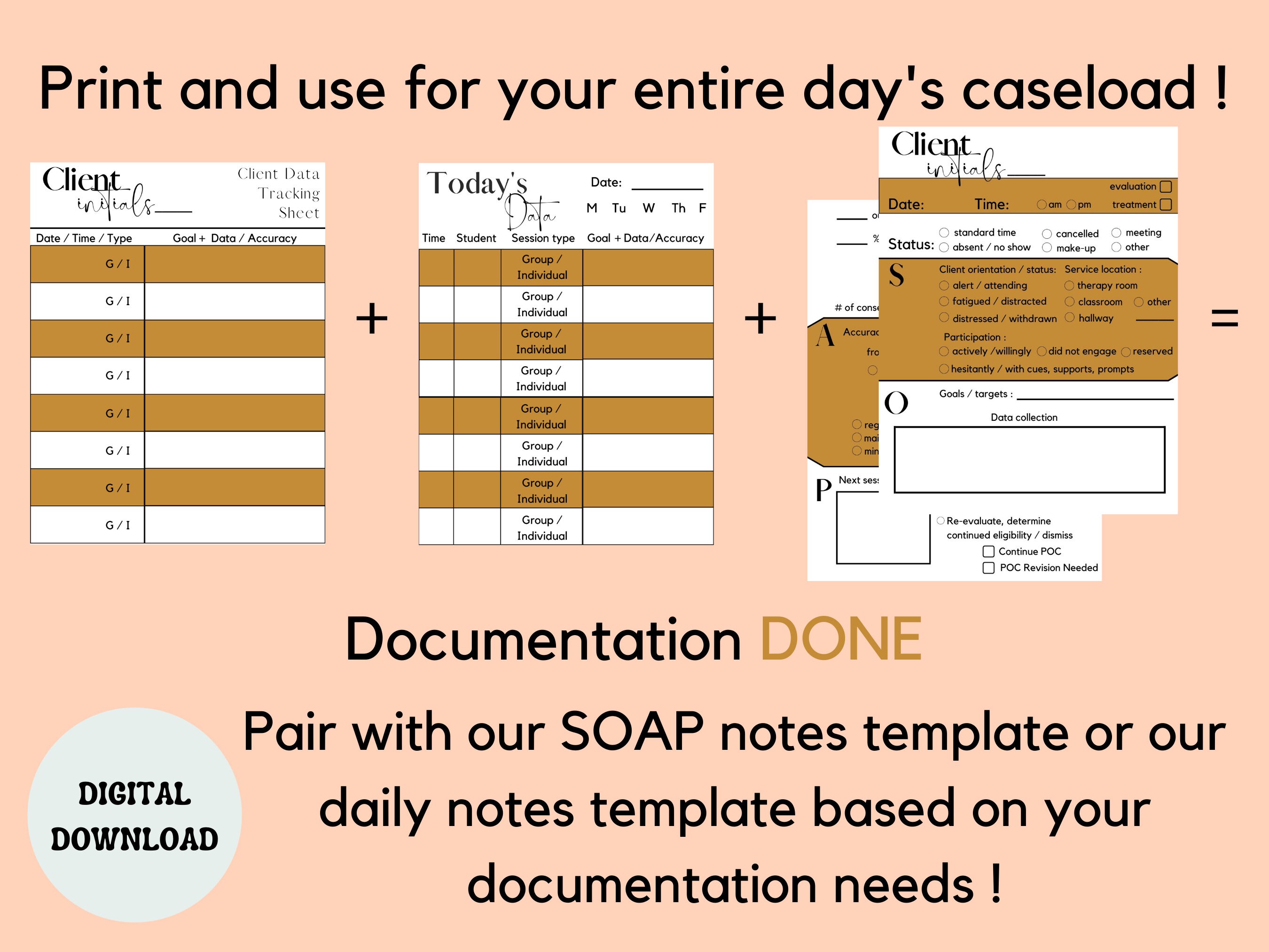 Case Load Datatemplate Client Data Sheet // Data Tracking Sheet // Progress Monitoring ...