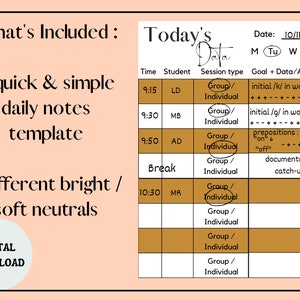 Daily Documentation // SLP, OT, PT, Allied Health // Therapy Notes ...