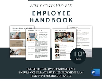 Employee Handbook Template| Employee Onboarding | Human Resources - Customizable Word & PDF