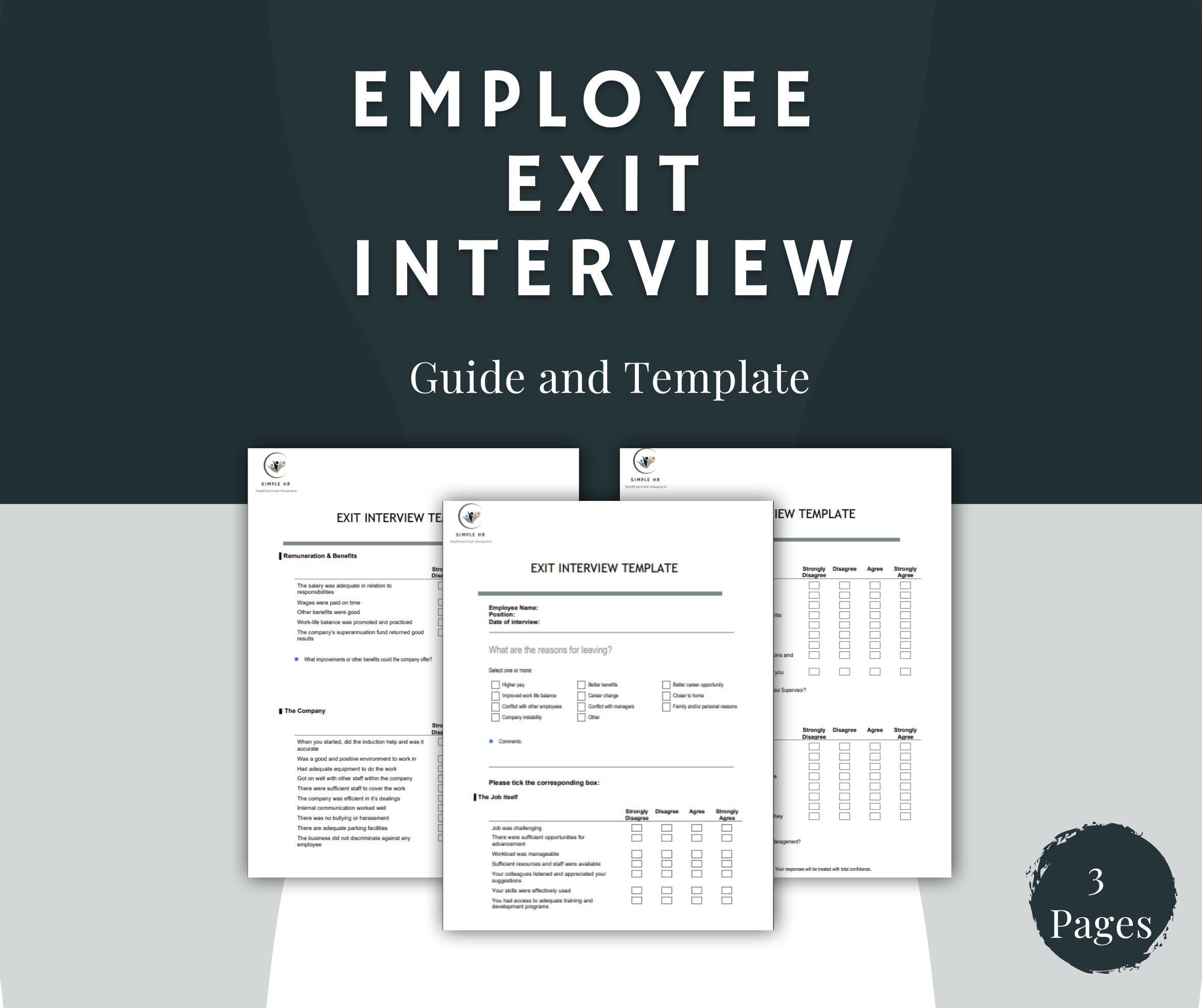 Employee Exit Interview Human Resources HR Tools and Templates Etsy