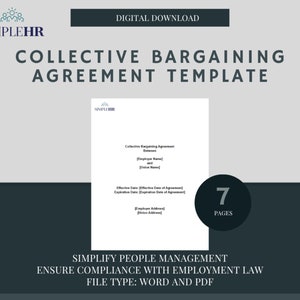 Collective Bargaining Agreement Template | Labour Relations| Employment Law| HR Tools and Templates