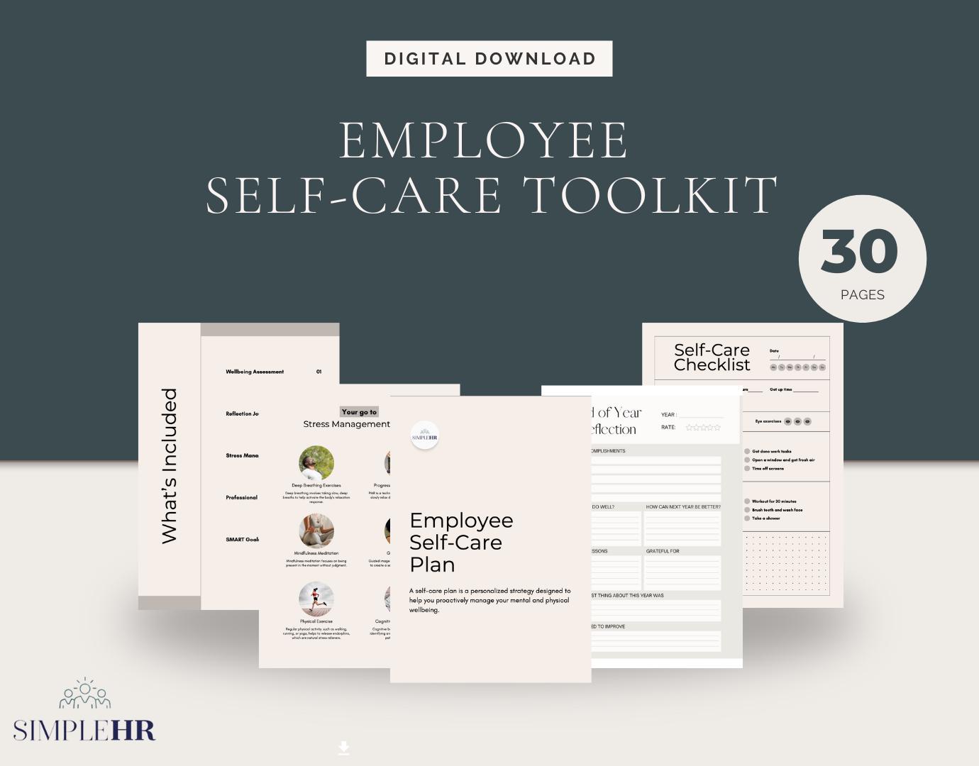 Employee Self-care Plan Template | Printable Wellness Planner | Mental ...