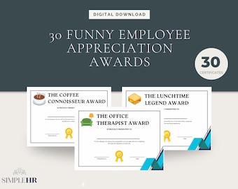 Funny Employee Appreciation Award Certificates: 30 Witty Awards (Editable PDF)