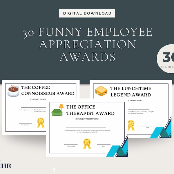 Funny Employee Appreciation Award Certificates | Witty Awards | Funny Gifts | Employee Appreciation