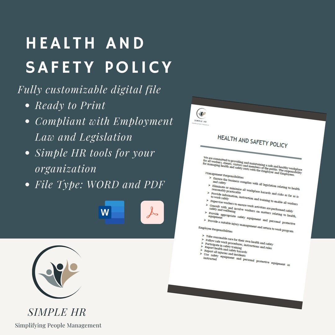 Health and Safety Policy Template | Human Resources | HR Tools and ...