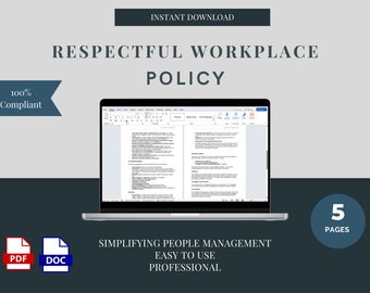 Respectful Workplace Policy Template: Diversity & Inclusion (Digital Download)