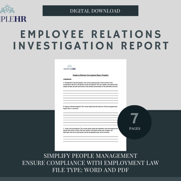 Vorlage für den Bericht über die Untersuchung von Mitarbeiterbeziehungen | Arbeitsbeziehungen| Arbeitsrecht| HR Tools und Templates