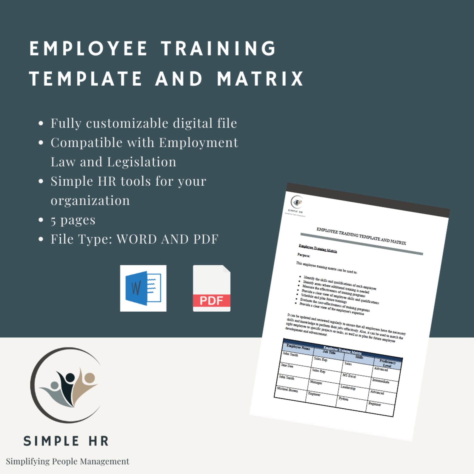 Employee Training Template and Skills Matrix | Training Tracker | Human ...