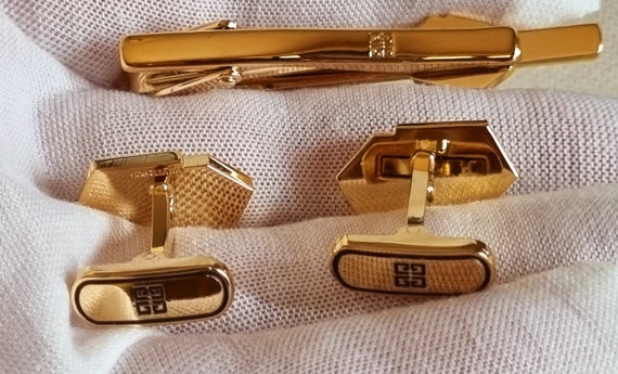Authentic Givenchy cufflinks, Tie clip 925 silver… - image 3