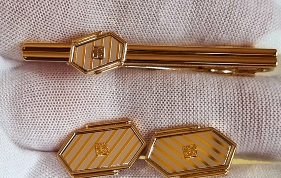 Authentic Givenchy cufflinks, Tie clip 925 silver… - image 2