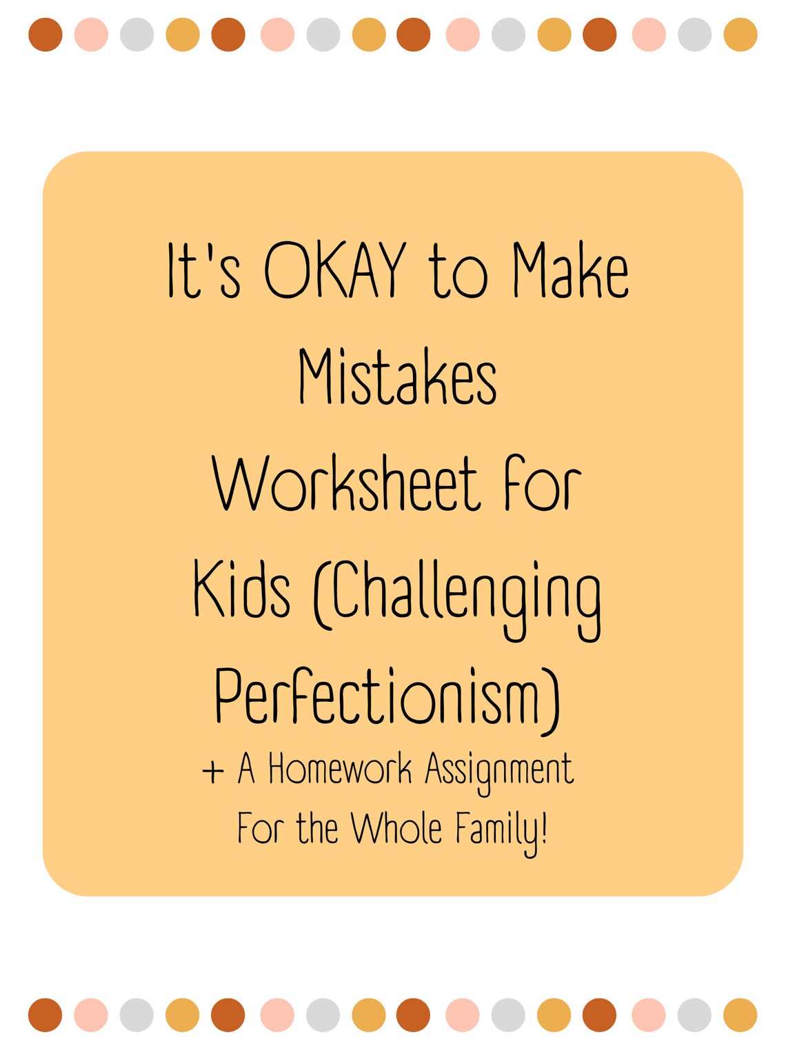 It's OKAY to Make Mistakes Worksheet for Kids challenging Etsy