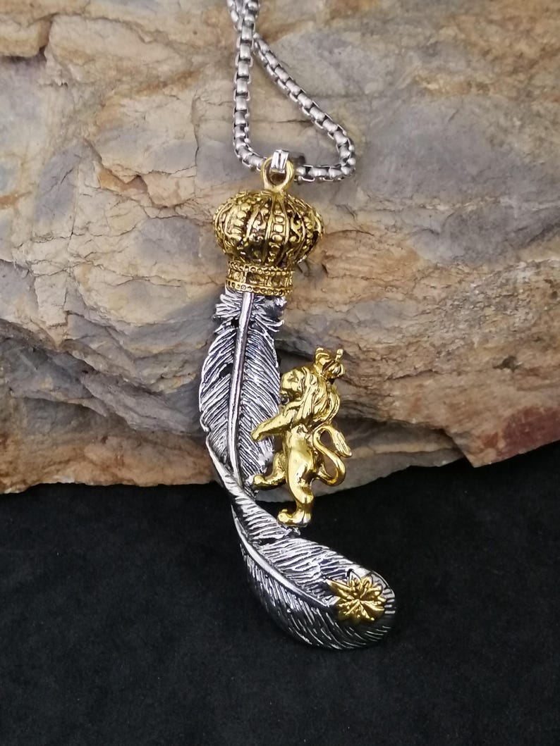 Crown Lion Necklace, Lion King Crown Necklace, King With Crown Necklace