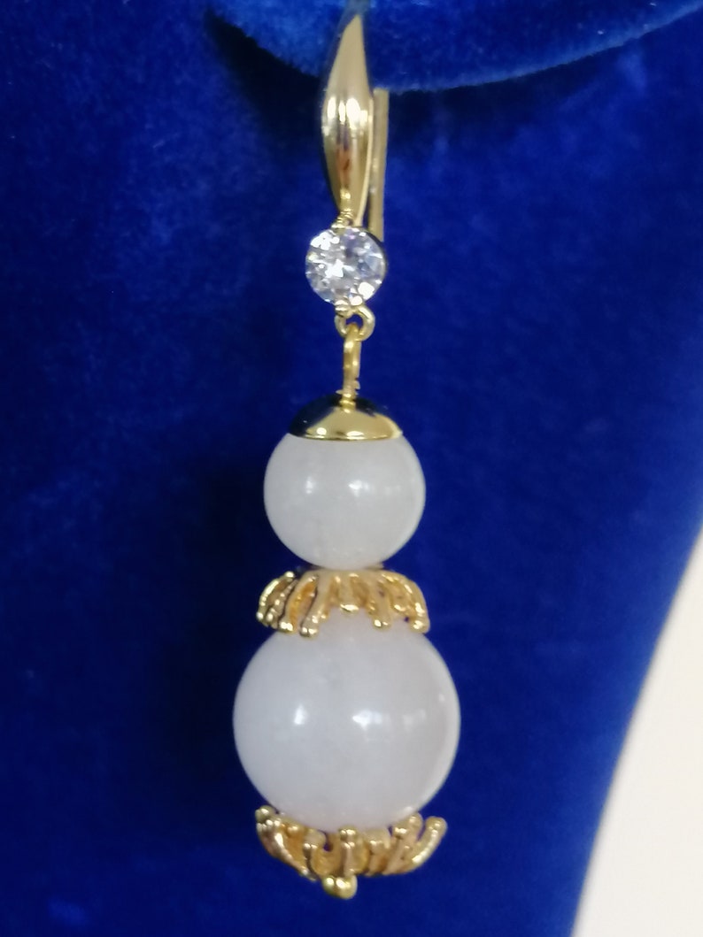 Rose Quartz Earrings Gemstone Jewelry Gemstone Earrings 18k Gold Plated