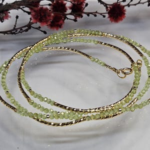 Unique Green Peridot Multi Wrap Necklace, Long Gemstone Necklace, Peridot Gemstone Necklace, Genuine Peridot Faceted Beads Necklace