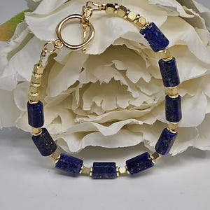 Dainty Lapis Lazuli Gemstone Beaded Bracelet, Gemstones Gold Bracelet, Natural Stones Bracelet,  Lapis Lazuli Jewelry