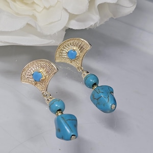 14k Gold Filled Turquoise Stud Earrings Gemstone Earrings Dainty Dangle Earrings Gemstone Jewelry Australian Seller Gift for her