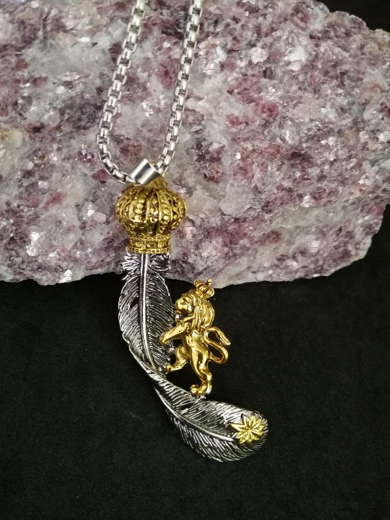 Crown Lion Necklace, Lion King Crown Necklace, King With Crown Necklace