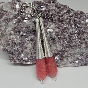 Gemstone Rhodochrosite Earrings, Teardrop  Earrings,  Natural Stone Earrings. Rhodochrosite in Silver Earrings,  Australian Handmade