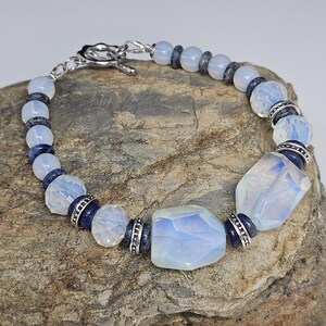 Moonstone and Lapis Lazuli Bracelet Gemstones Bracelet Natural Stones Bracelet, Beaded Bracelet, Gemstone Jewelry