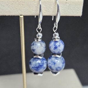 Gorgeous Sodalite in Silver Earrings, Gemstone Jewelry,  Gemstone Earrings,  Blue Sodalite Dainty Dangle Earrings