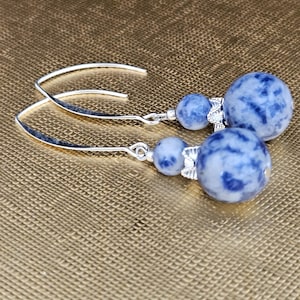 Gorgeous Sodalite in Silver Earrings, Gemstone Jewelry,  Gemstone Earrings,  Blue Sodalite Dainty Dangle Earrings